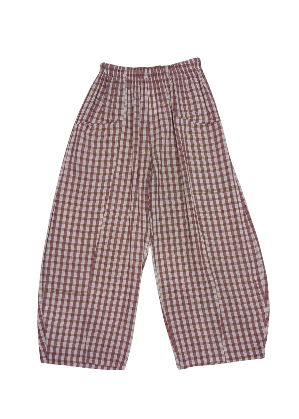 The Edit - Raspberry & Blush Checked Gingham Cocoon Trousers