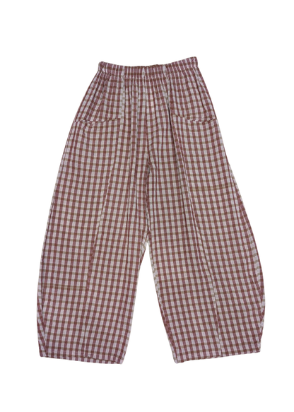 The Edit - Raspberry & Blush Checked Gingham Cocoon Trousers