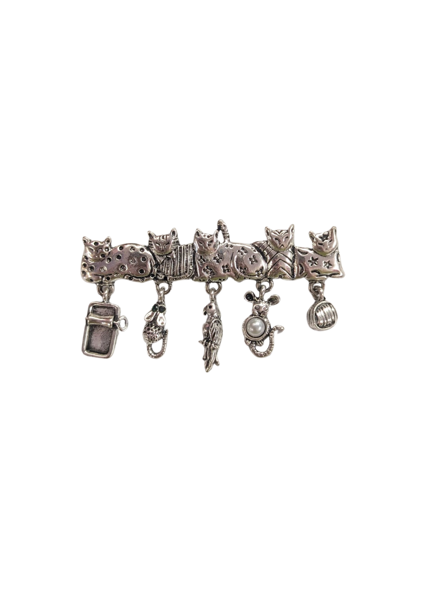 The Edit - Silver Cat Charm Brooch