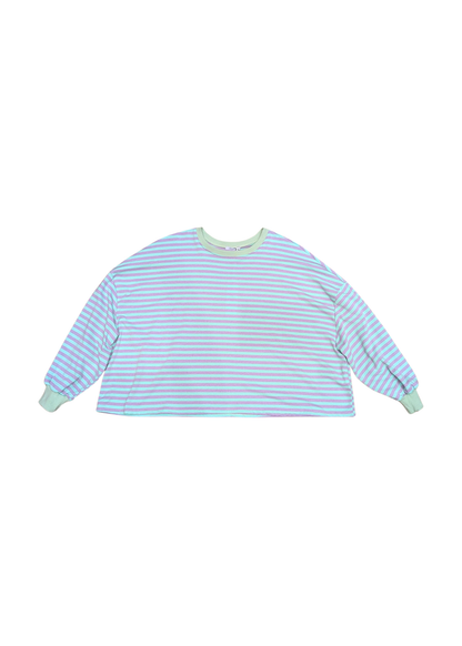 The Edit - Long Sleeve Lilac & Mint Stripe Oversized Tee
