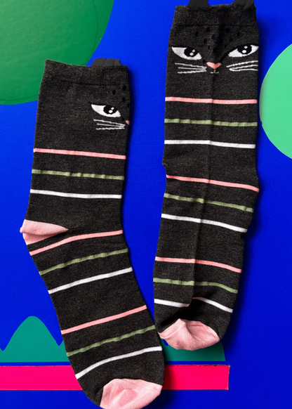 House of Disaster - Feline Black Striped Socks