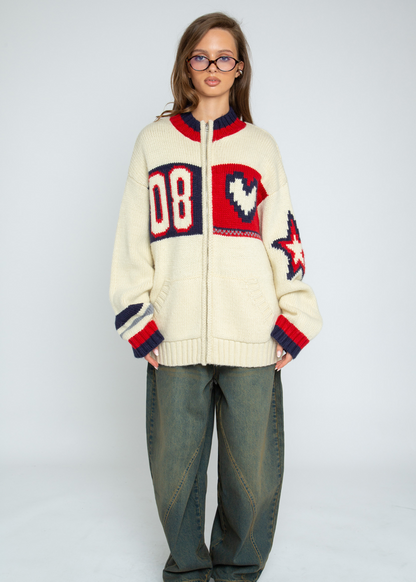 Daisy Street - Beau ‘08’ Knit Zip Up Cardigan