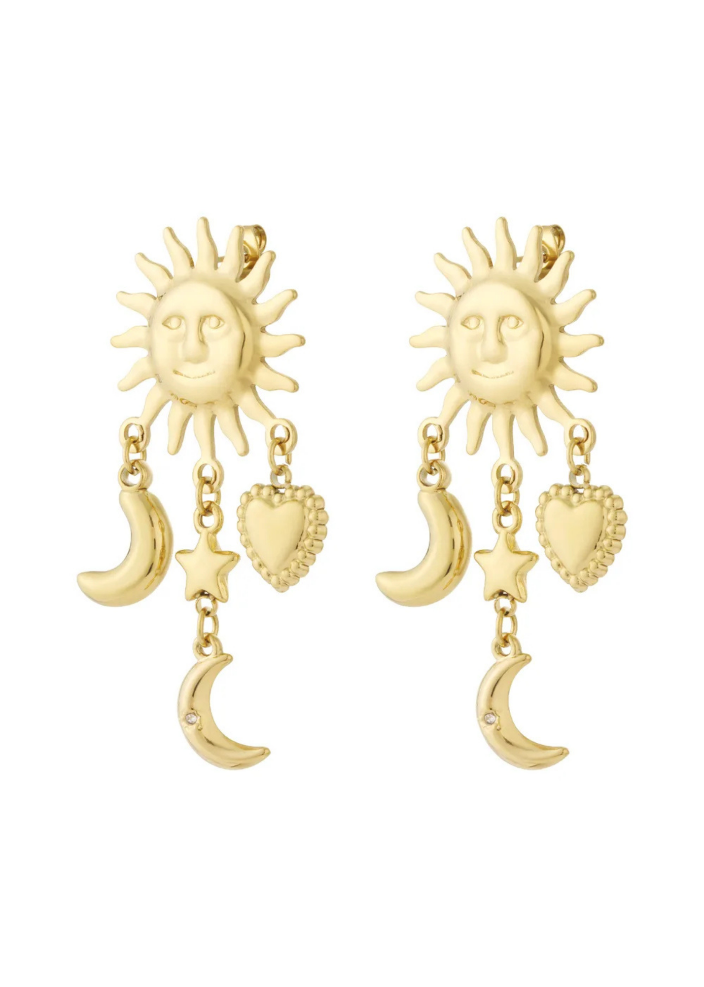 The Edit - Moon Love Drop Earrings in Gold