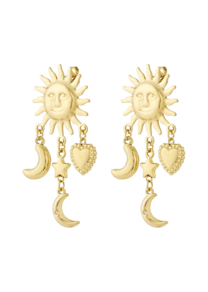 The Edit - Moon Love Drop Earrings in Gold