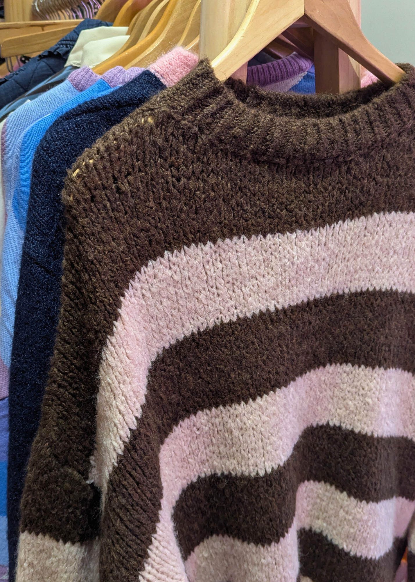 The Edit - Brown and Pale Pink Stripe Knit Jumper
