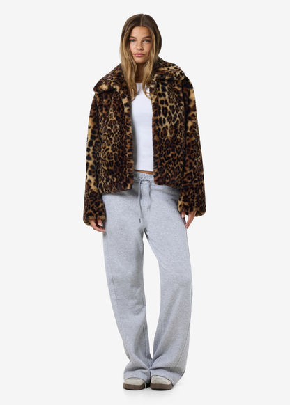 Noisy May - Fluffy Leopard Print Jacket