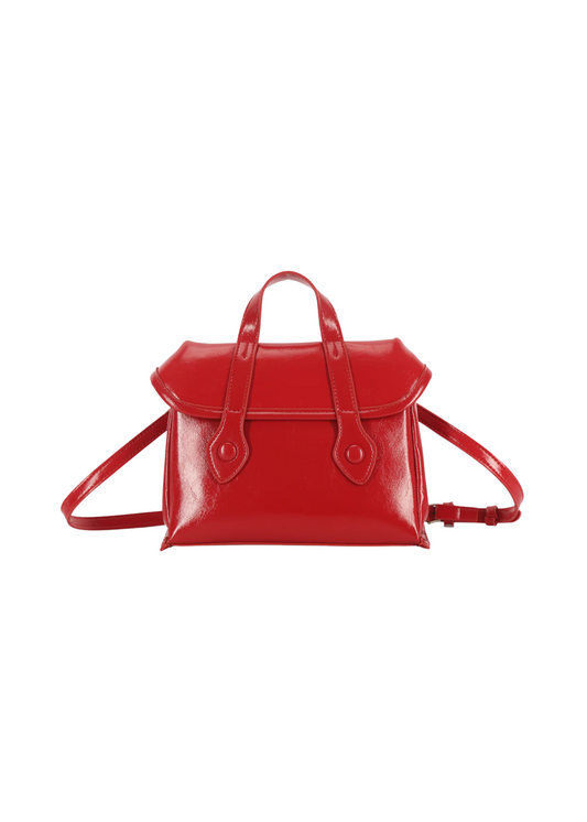 The Edit - Cherry Red Patent Faux Leather Handbag