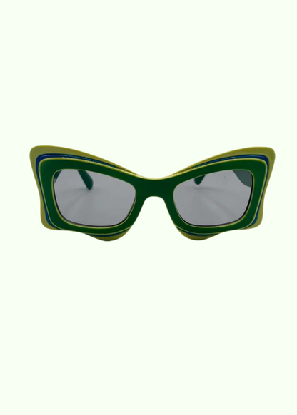 The Edit - Bold Contrast Green Wavy Sunglasses
