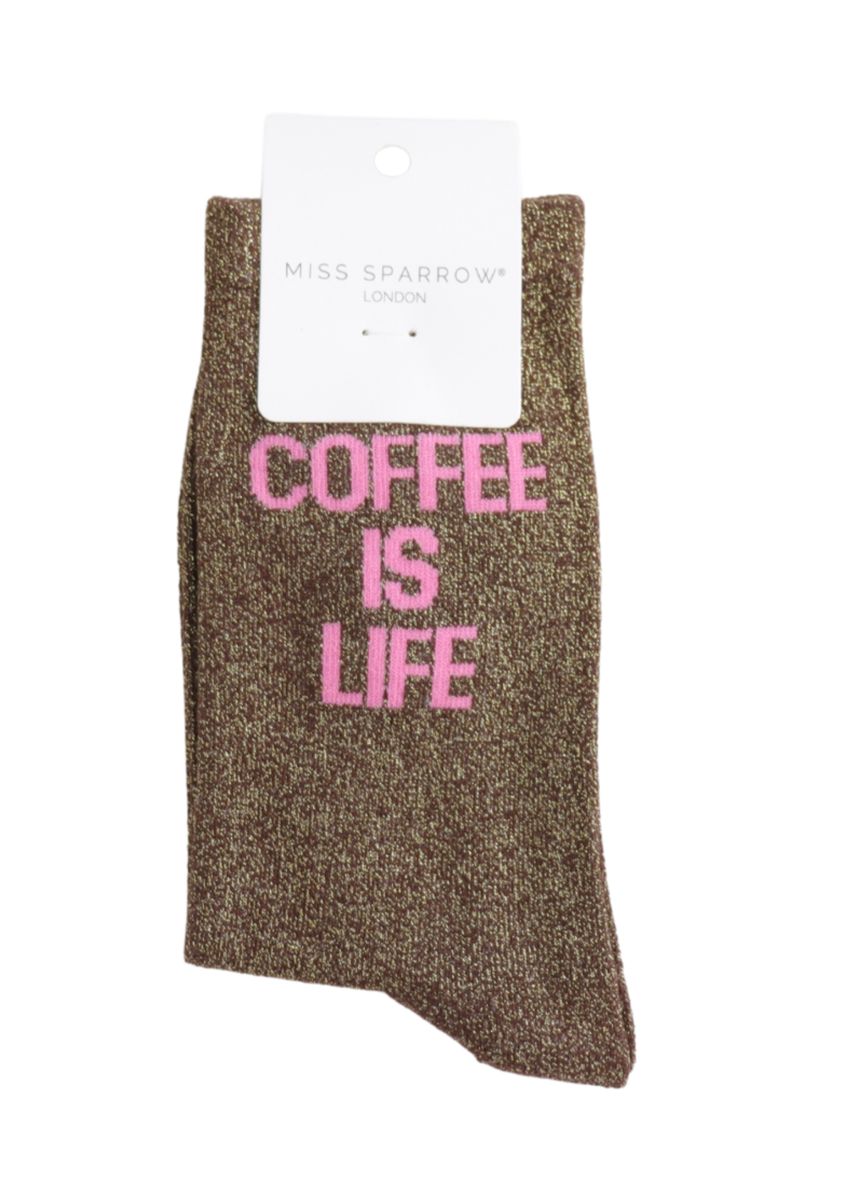 Miss Sparrow - Glitter Statement ‘Coffee is Life’ Socks