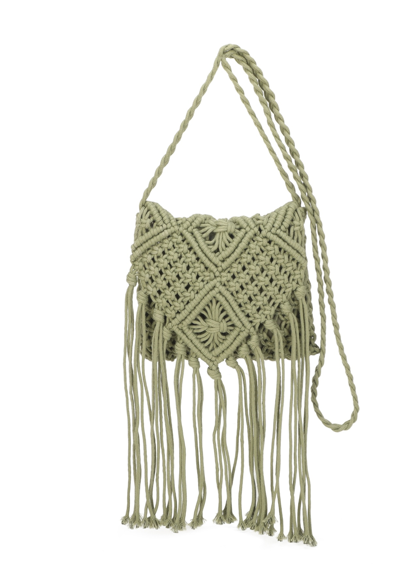 The Edit - Olive Green Macramé Cross-body Bag