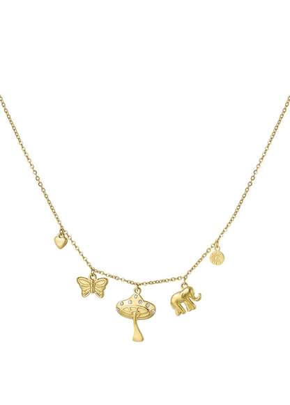 The Edit - Mushroom Charm Necklace in Gold