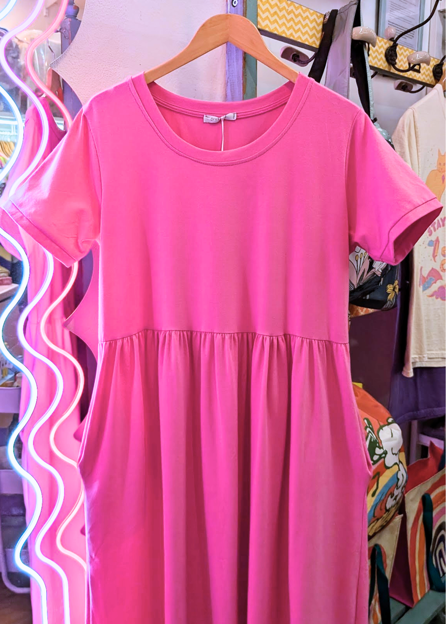 The Edit - Bubblegum Pink Smock Dress with Pockets