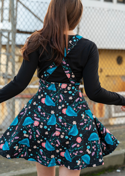 Rebel Romance - Floral Jellyfish Stretch Flared Pinafore