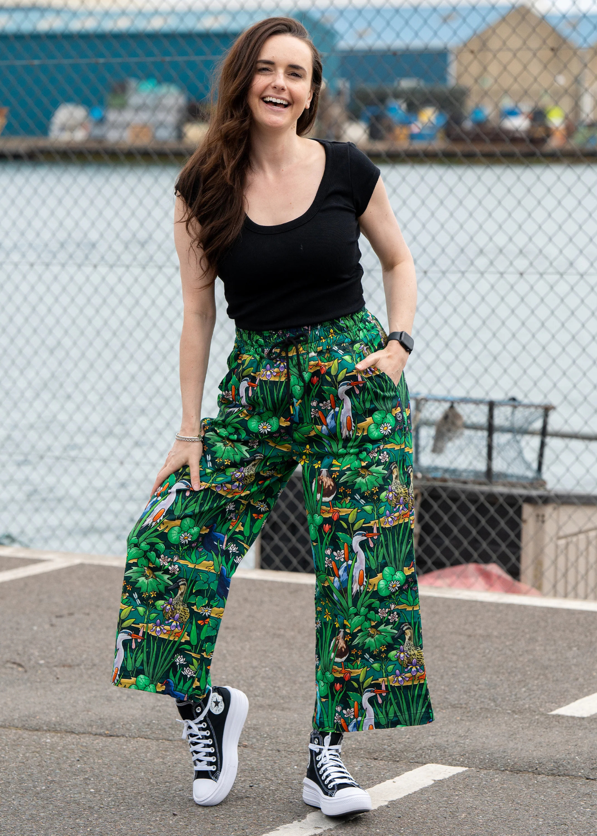 Rebel Romance - Pond Birds Wide Leg Cropped Trousers