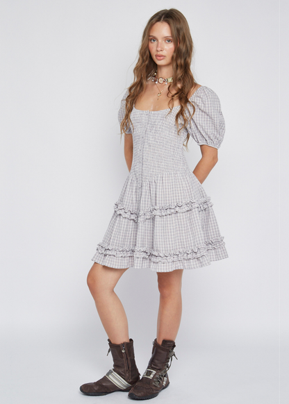 Daisy Street - Mae Grey Check Mini Dress