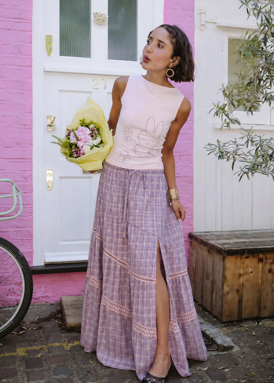 Daisy Street - Pink Check Clove Maxi Skirt