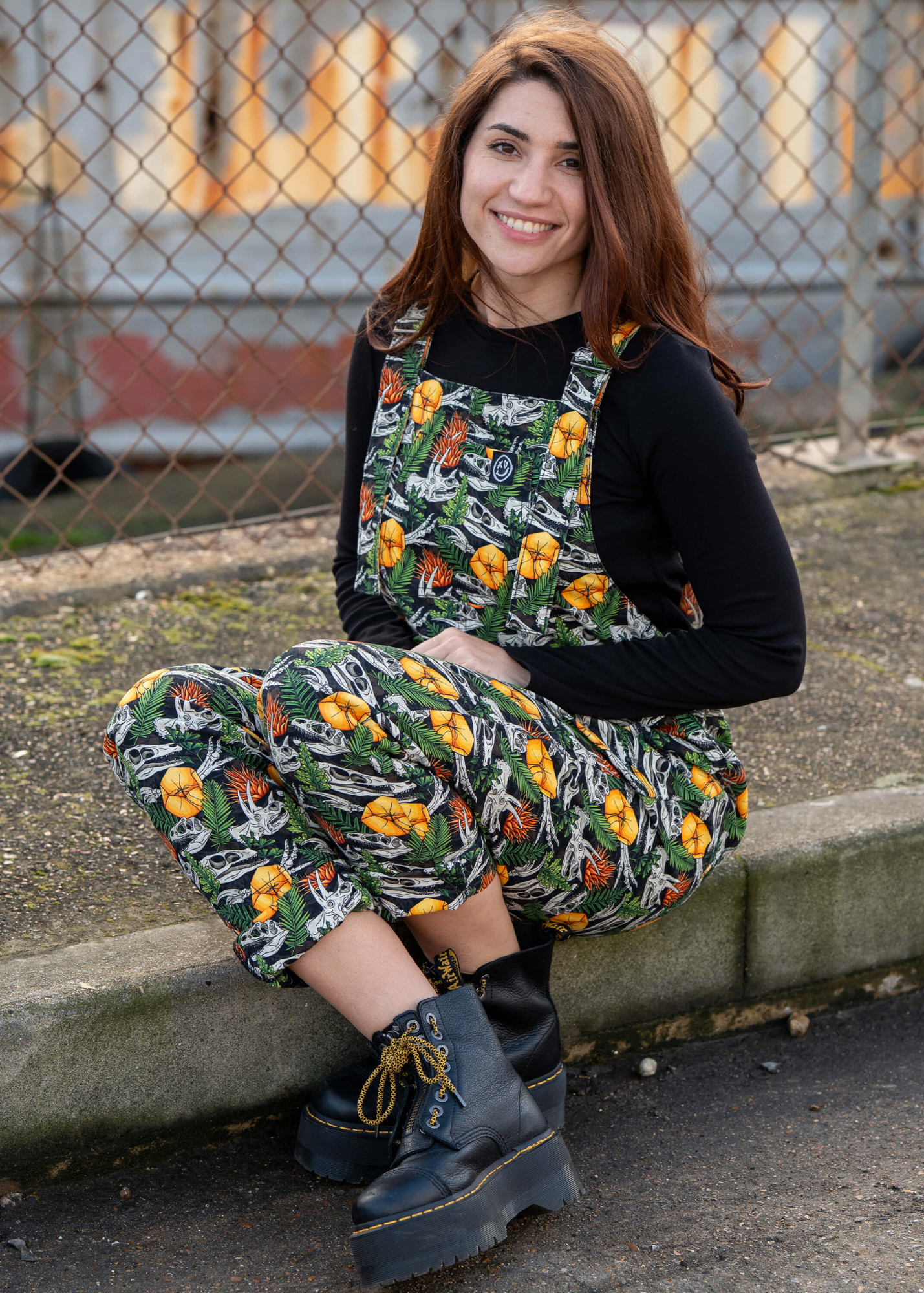 Rebel Romance - Jurassic Jumble Stretch Dungarees