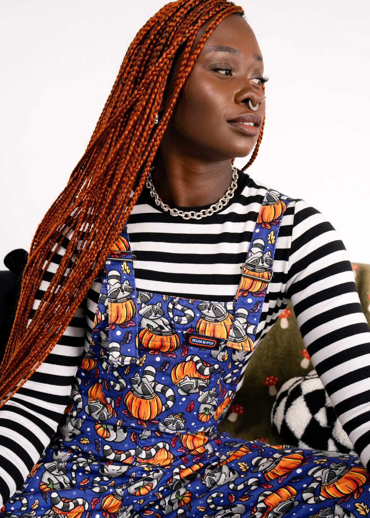 Run & Fly - Pumpkin Racoon Stretch Twill Dungarees