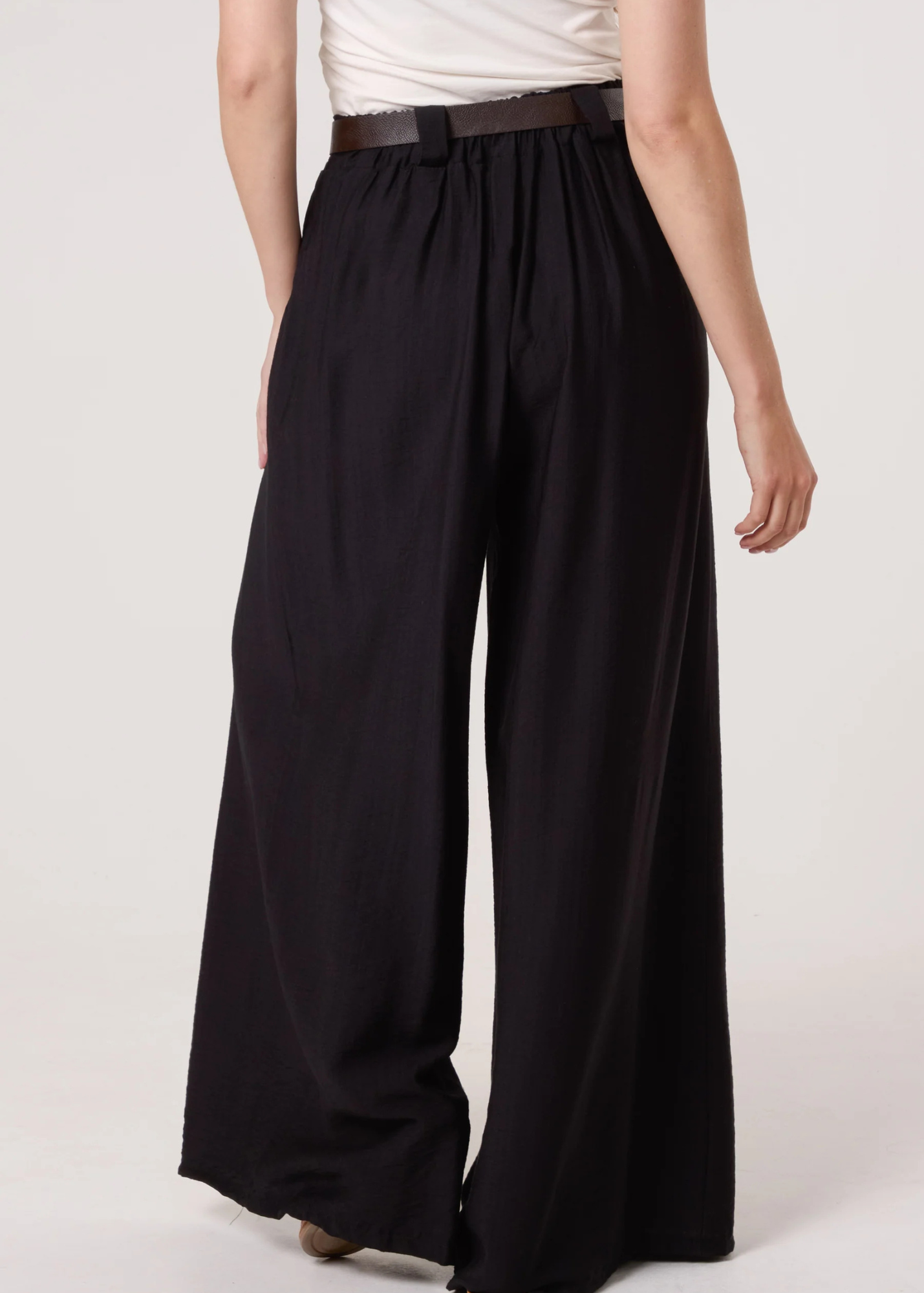 The Edit - Black Wide Leg Palazzo Trousers with Belt