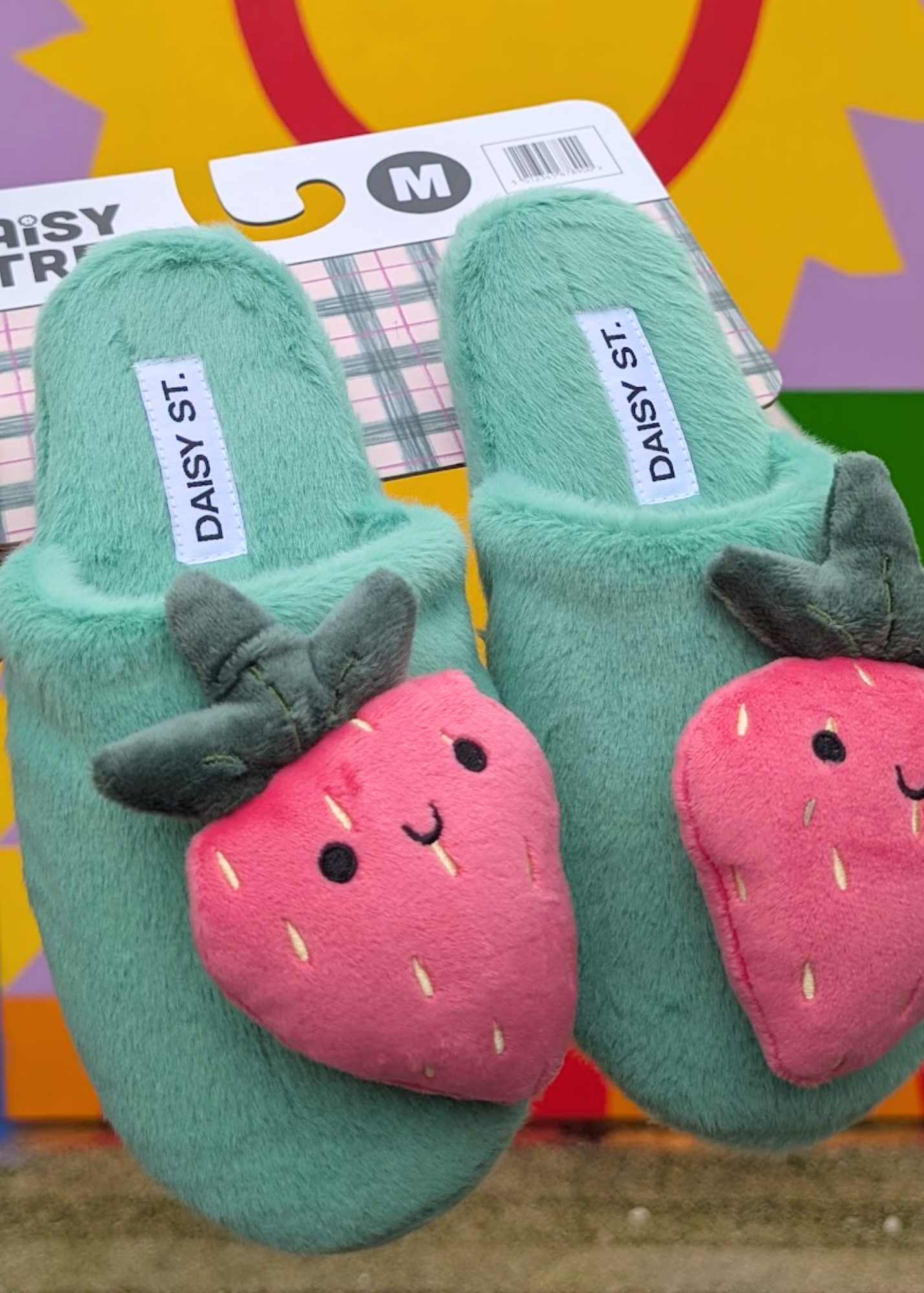 Daisy Street - Strawberry Plush Slippers
