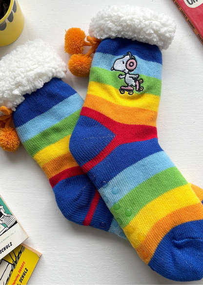 House of Disaster - Peanuts Rainbow Slipper Socks