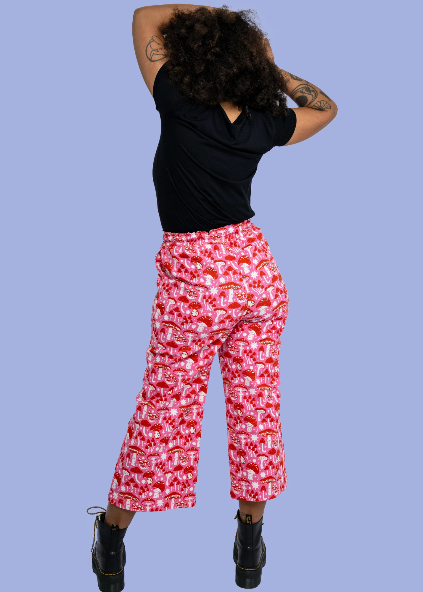 Rebel Romance x Stacey McEvoy-Caunt Red & Pink Mushroom Cropped Wide Leg Trousers
