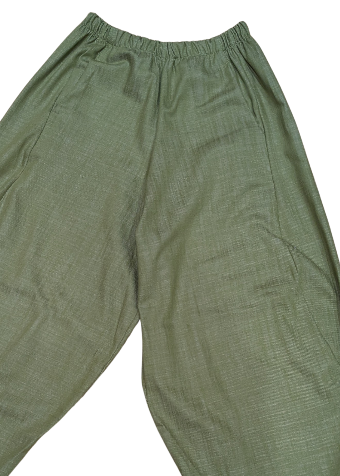 The Edit - Green Denim Style Cropped Cocoon Joggers