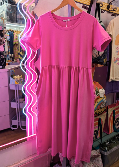 The Edit - Bubblegum Pink Smock Dress with Pockets