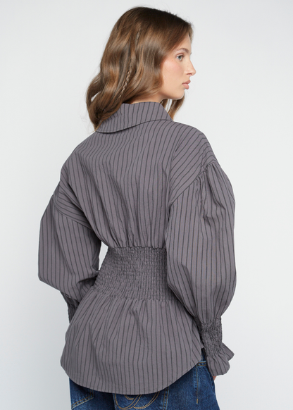 Daisy Street - Grey Stripe Collar Solen Top