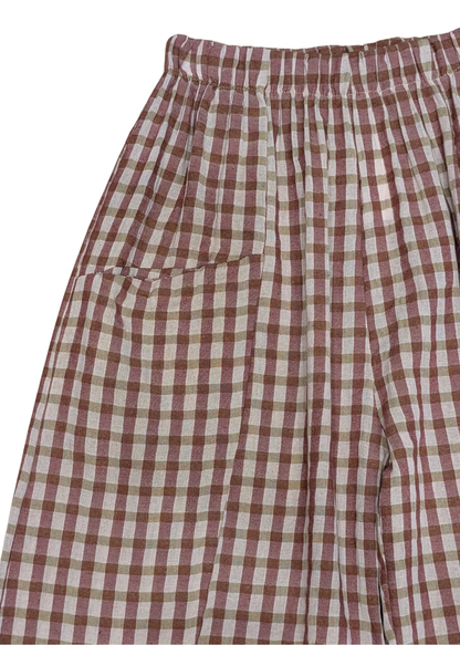 The Edit - Raspberry & Blush Checked Gingham Cocoon Trousers
