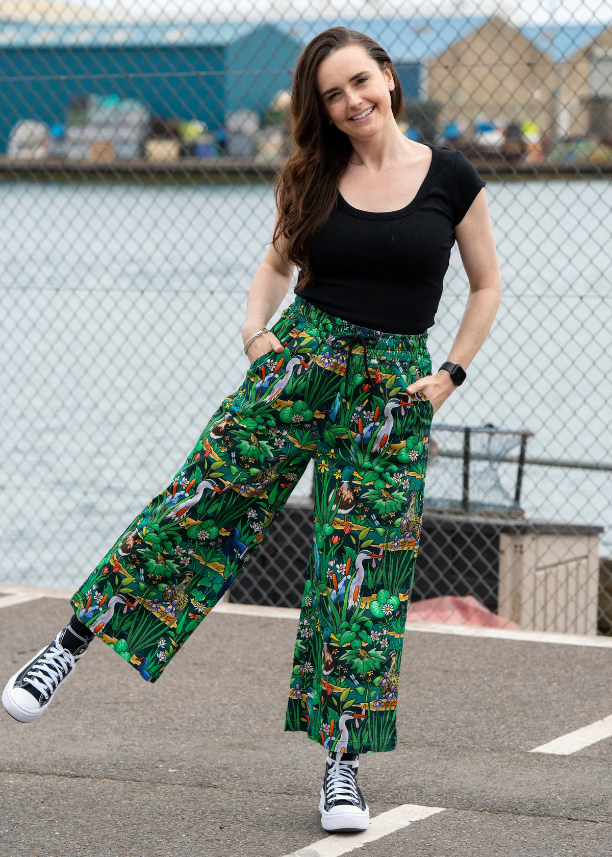 Rebel Romance - Pond Birds Wide Leg Cropped Trousers