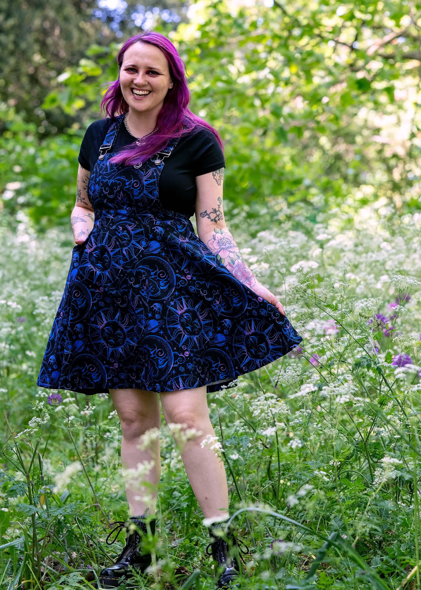 Rebel Romance - Celestial Dreams Stretch Flared Pinafore