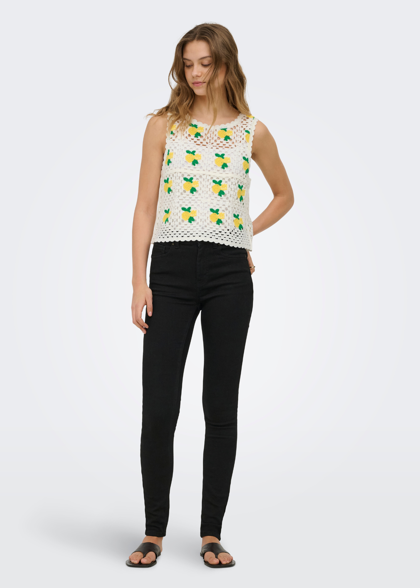 Only - Lemons Crochet Detail Knit Vest