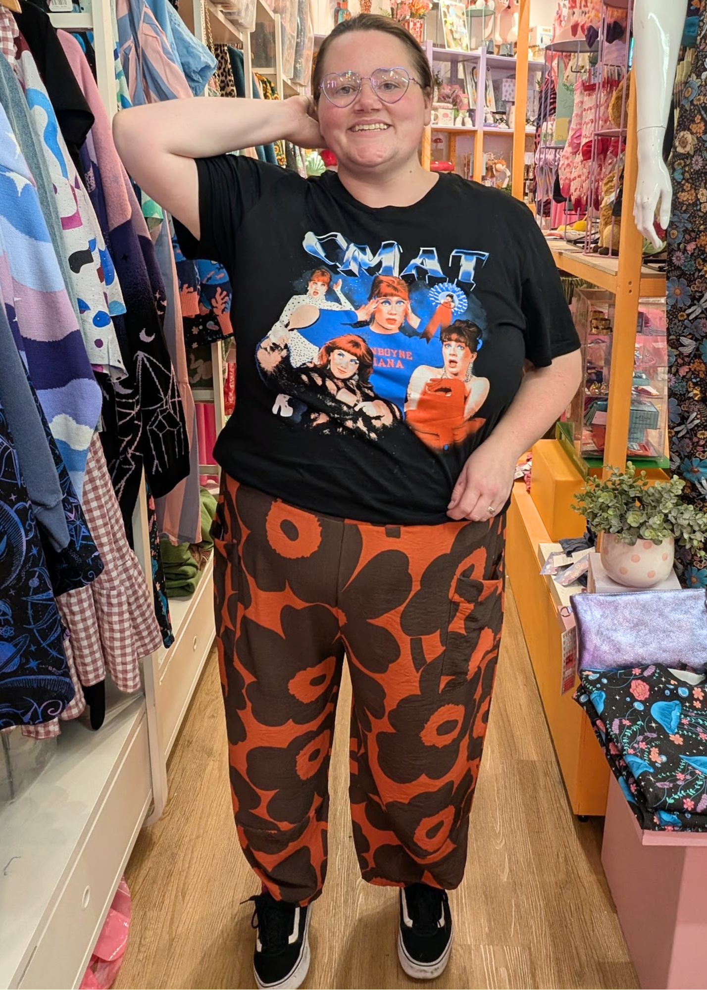 The Edit - Brown & Orange Flower Cocoon Pants