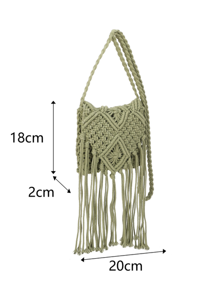 The Edit - Olive Green Macramé Cross-body Bag