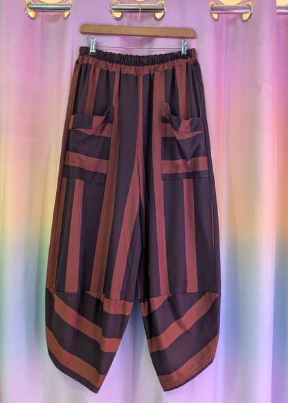The Edit - Brown Vertical Stripe Jersey Cocoon Trousers