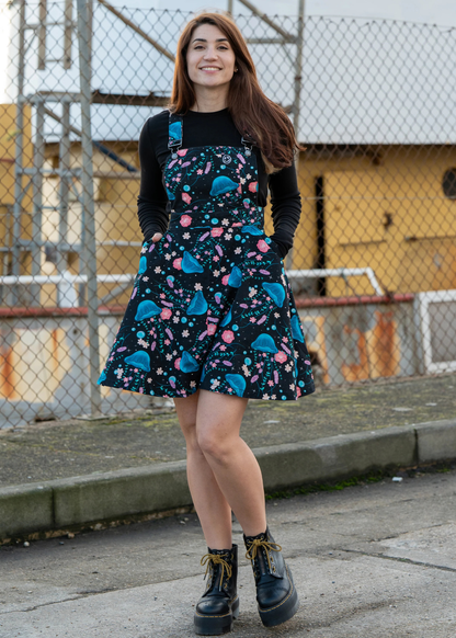 Rebel Romance - Floral Jellyfish Stretch Flared Pinafore