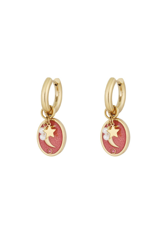 The Edit - Moon Charm Earrings in Gold