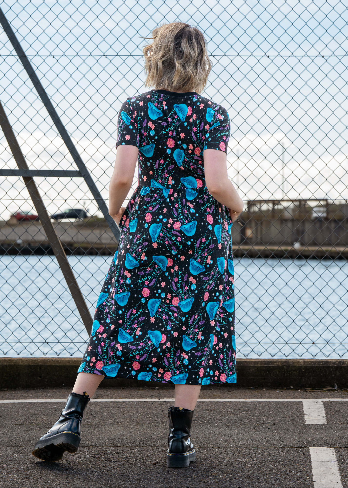 Rebel Romance - Floral Jellyfish Midi Stretch Dress