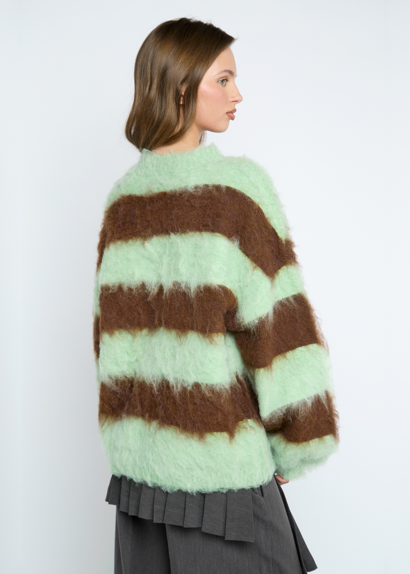 Daisy Street - Brushed Mint Chocolate Stripe Jumper