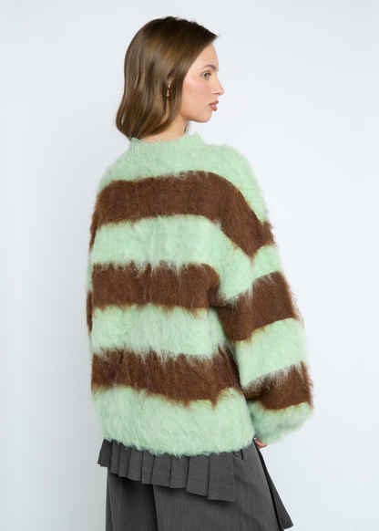 Daisy Street - Brushed Mint Chocolate Stripe Jumper
