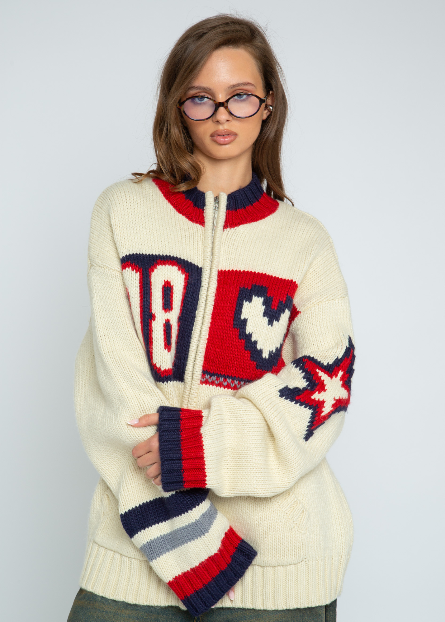 Daisy Street - Beau ‘08’ Knit Zip Up Cardigan