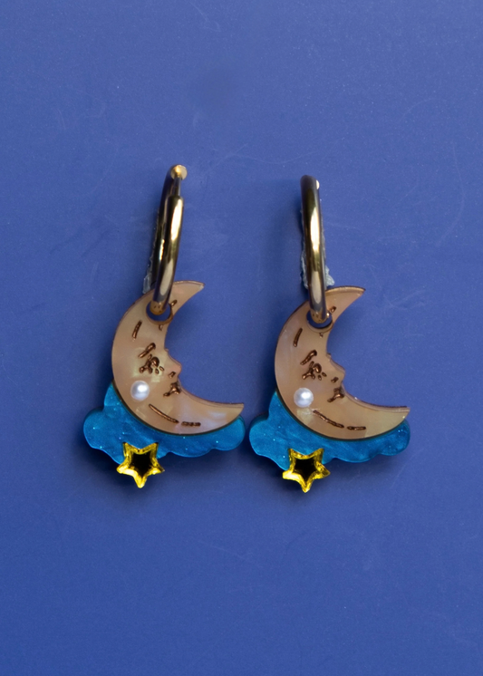 Cuteryko - Melancholy Blue Night Sky Hoop Earrings