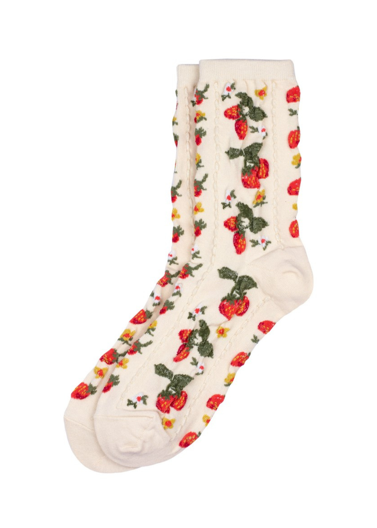 Joe Cool - Vintage Style Cream Strawberry Socks