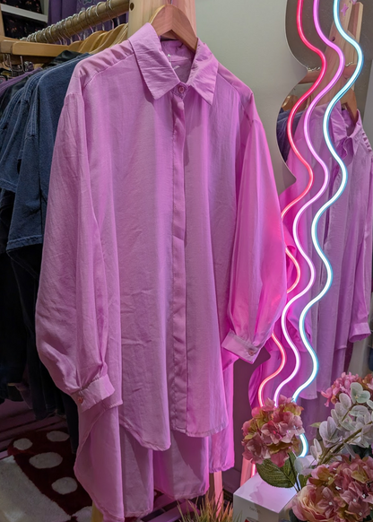 The Edit - Floaty Pink Oversized Button Up Shirt