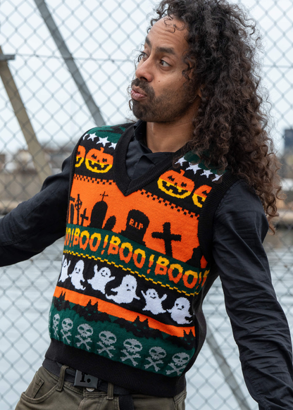 Run & Fly - Halloween BOO! V-Neck Knitted Tank Top Vest