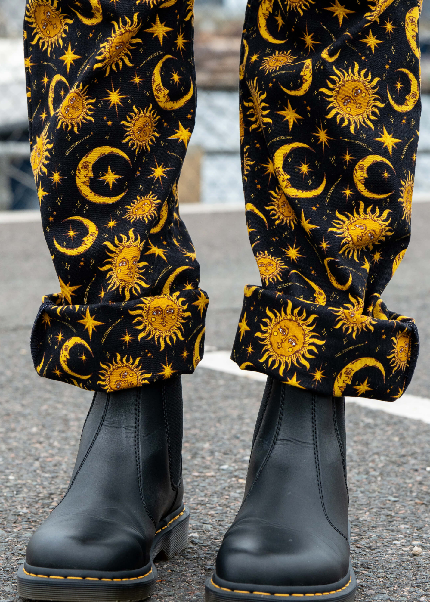 Rebel Romance - Celestial Sun and Moon Stretch Dungarees
