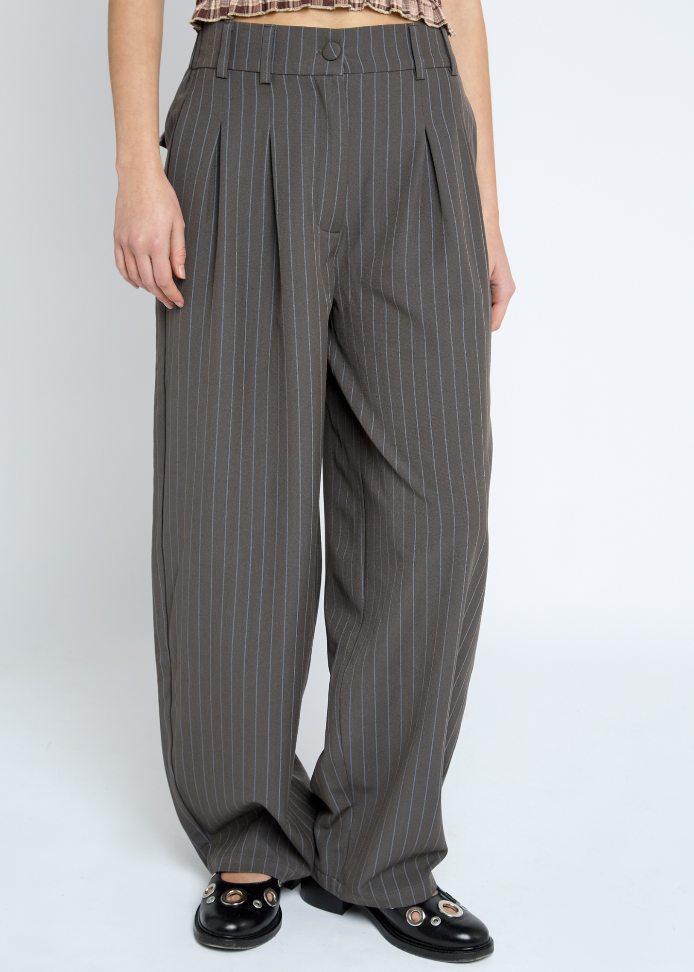 Daisy Street - Front Pleat Pinstripe Brittle Trousers