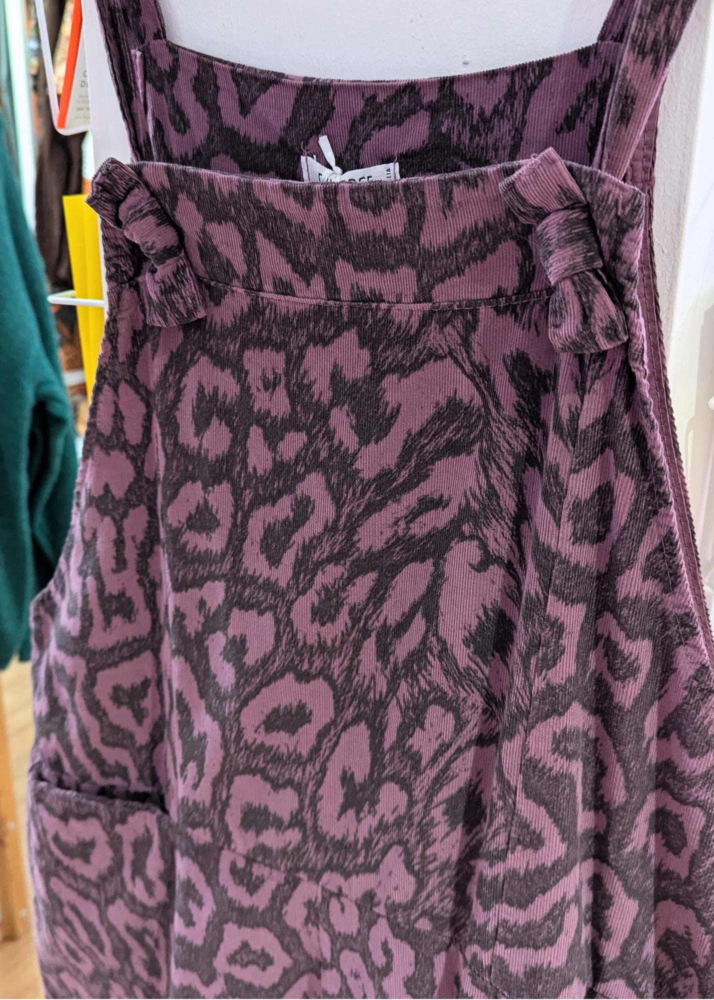 The Edit - Pink Leopard Print Corduroy Dungarees