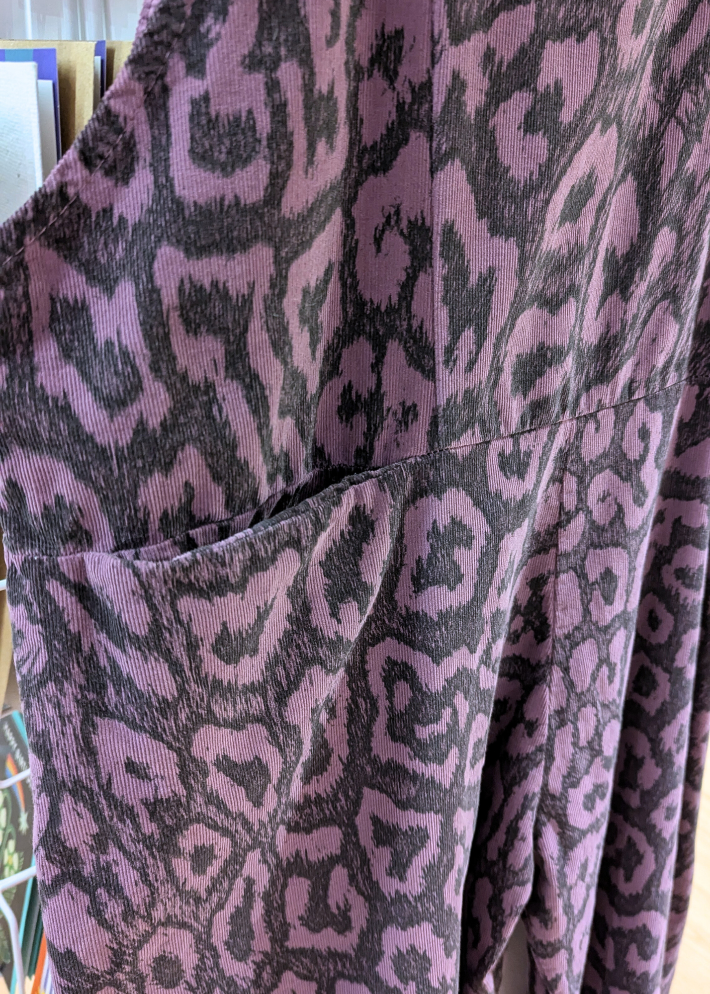 The Edit - Plum Leopard Print Corduroy Dungarees